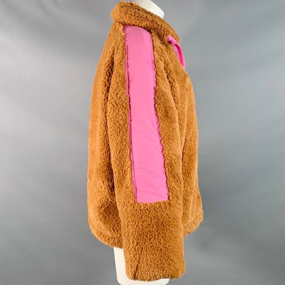 OOF WEAR Size S Brown Lavender Polyester Faux Fur Zip Up Jacket - Picture 2 of 7
